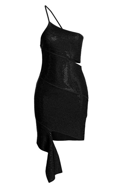 Abito monospalla strass - Nero (XS)