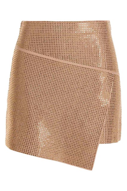Gonna maglia strass - Beige