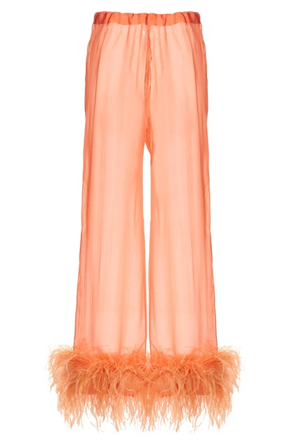 Pantalone seta piume - Rosa