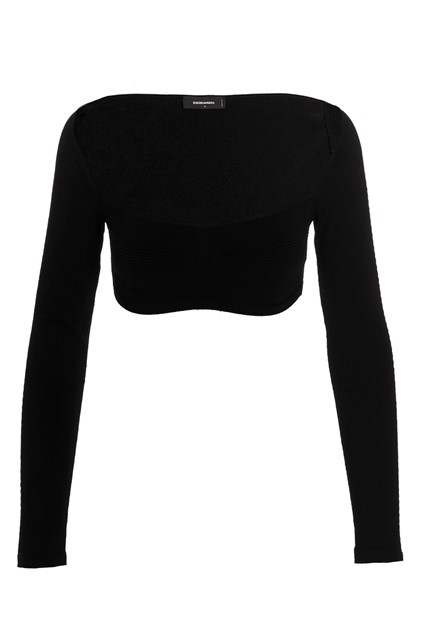 Maglia cropped costine - Nero (XS)