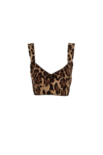 Top 'Bustier In Charmeuse Stampa Leopardo'