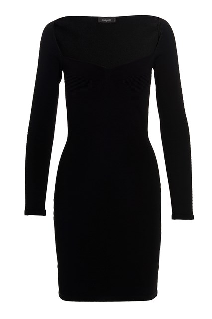 Abito viscosa costine - Nero (XS)