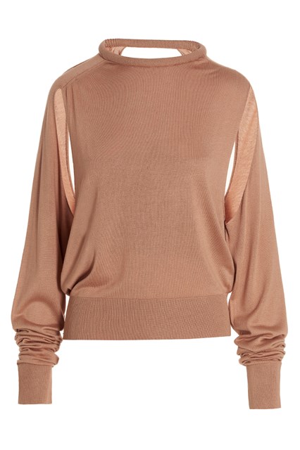 Maglia cut out inserto top - Beige