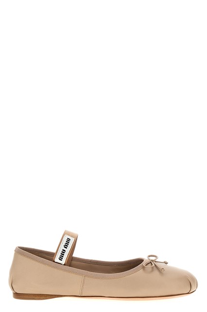 Ballerina pelle logo - Beige (35.5)