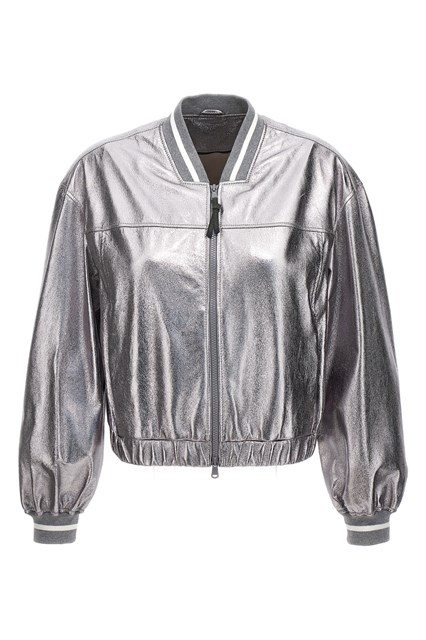 Bomber pelle laminata - Argento (42 IT)