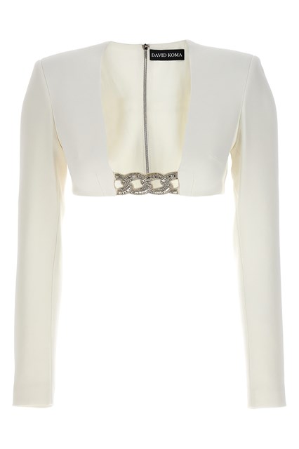 Top '3D Crystsal Chain and Square Neck' - Bianco (12 UK)