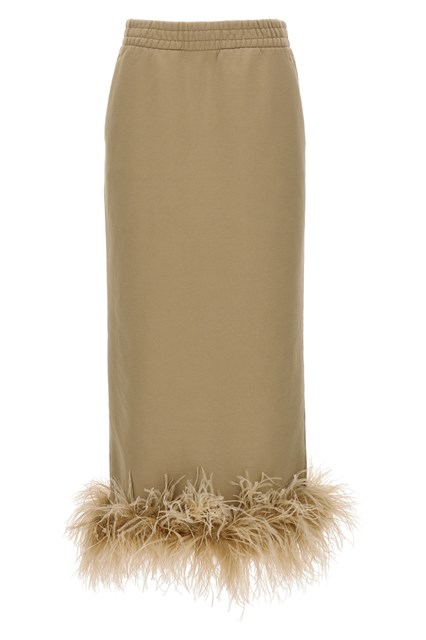 Gonna midi piume - Beige (XS)