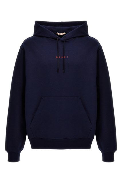 Felpa con cappuccio stampa logo - Blu (46 IT)