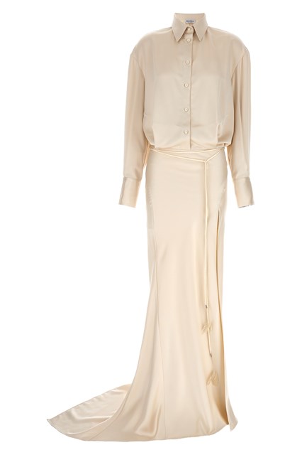 Abito lungo chemisier raso - Bianco (40 IT)