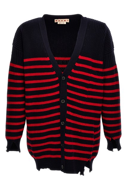 Cardigan righe effetto destroyed - Multicolor (46 IT)