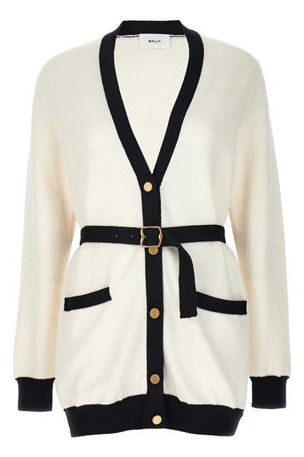 Cardigan logo jacquard - Bianco/Nero (38 IT)