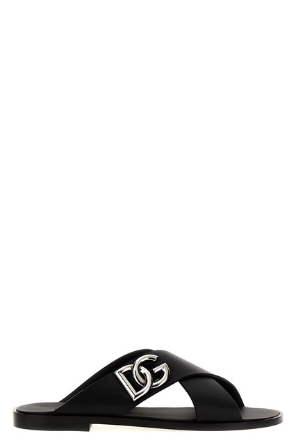 Sandalo pelle logo - Nero (40)