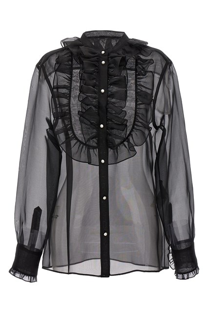 Camicia plastron e volant - Nero (42 IT)