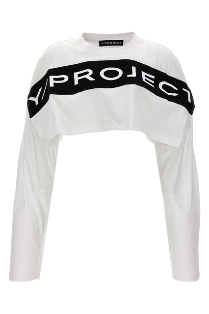 T-shirt cropped logo - Bianco/Nero (XS)