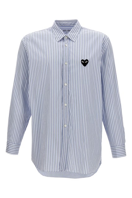 Camicia righe patch logo - Azzurro (XL)