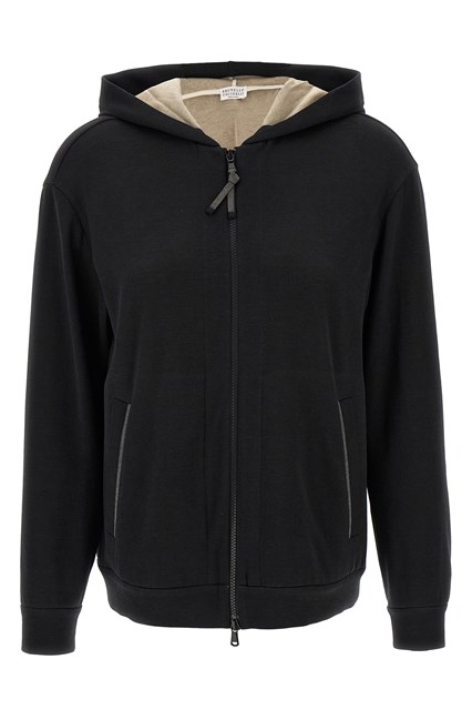 Felpa con cappuccio 'Precious Zipper Pull' - Nero