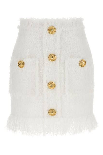 Gonna tweed bottoni - Bianco (38 FR)