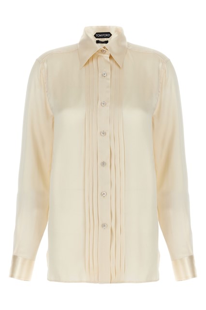 Camicia plastron plissè - Bianco (36 IT)
