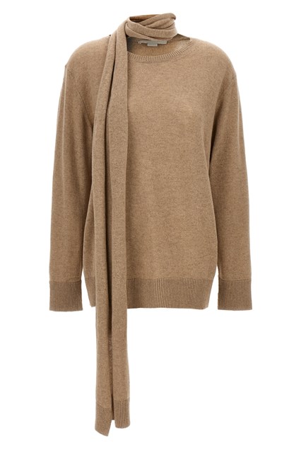 Maglione dettaglio sciarpa - Beige (XS)