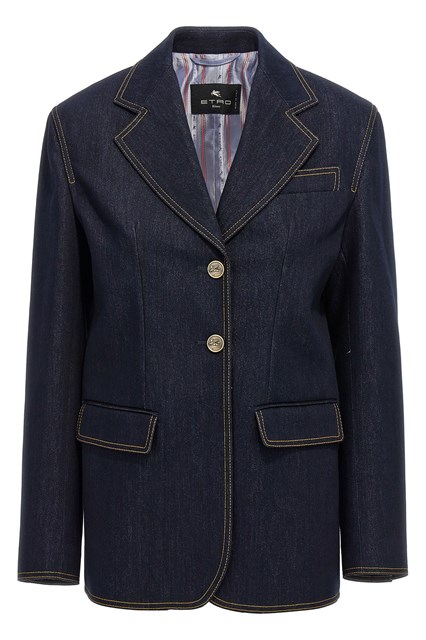 Blazer monopetto denim - Blu (38 IT)