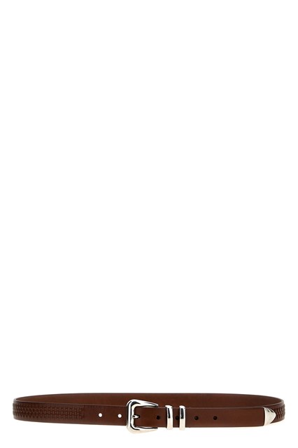 Cintura pelle lavorata - Marrone (100 cm)