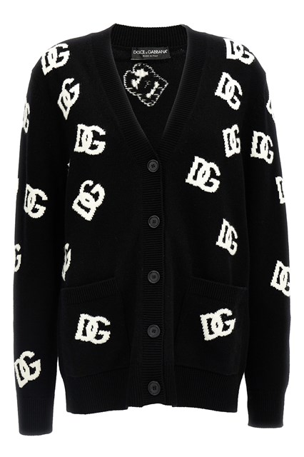 Cardigan logo jacquard - Bianco/Nero (38 IT)