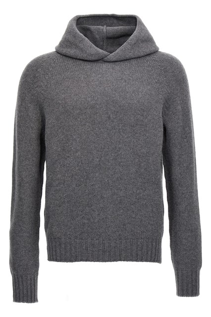Maglione con cappuccio lana - Grigio (XL)