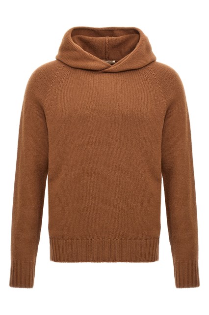 Maglione con cappuccio lana - Marrone (XL)