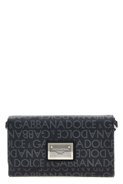 Tracolla jacquard spalmato - Nero