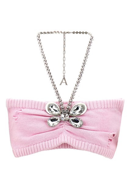 Top 'Crystal Butterfly Knit Bandeau' - Rosa (XS)