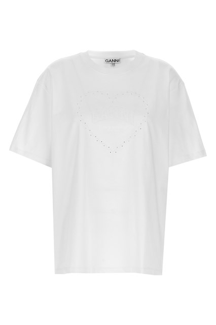 T-shirt ricamo logo strass - Bianco (XS)