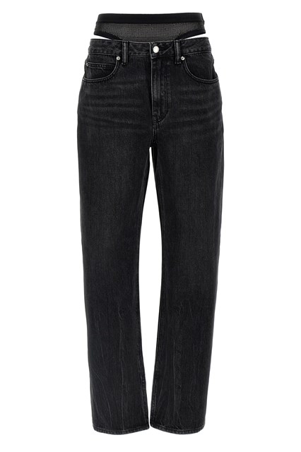 Jeans 'Slit Hem Prestyle Hotfix Mesh Undie' - Nero (25)