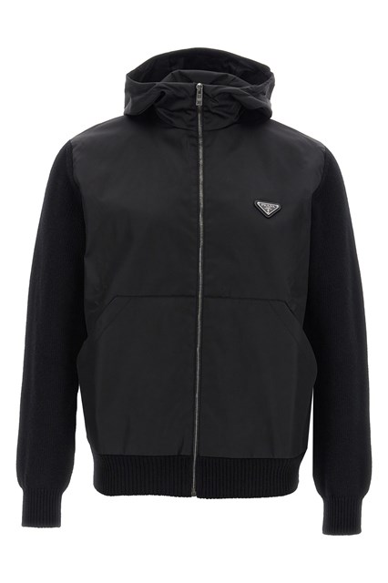 Cardigan bimateriale logo - Nero (50 IT)