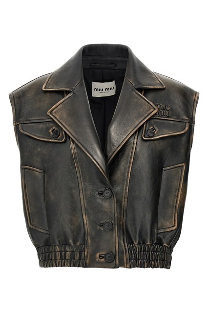 Gilet nappa logo - Marrone (38 IT)