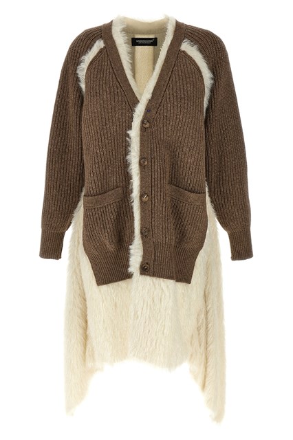 Cardigan bimateriale - Marrone (2)