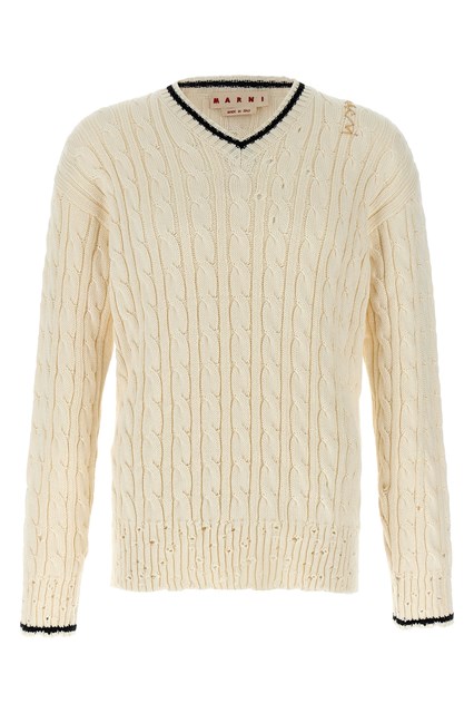 Maglione scollo 'V' - Bianco (48 IT)