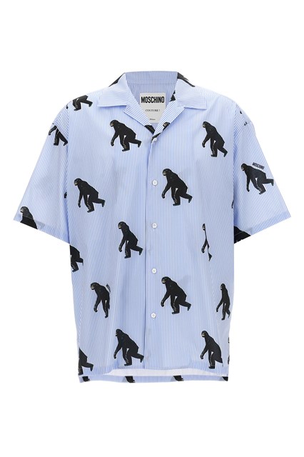 Camicia stampa 'Scimpanzé' - Azzurro