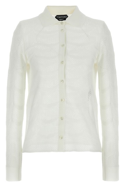 Cardigan traforata - Bianco (S)