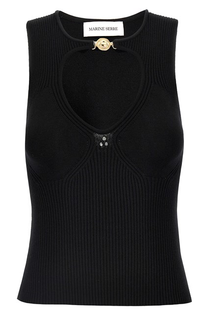 Top 'Moon Jewelry Knit Open Neck' - Nero