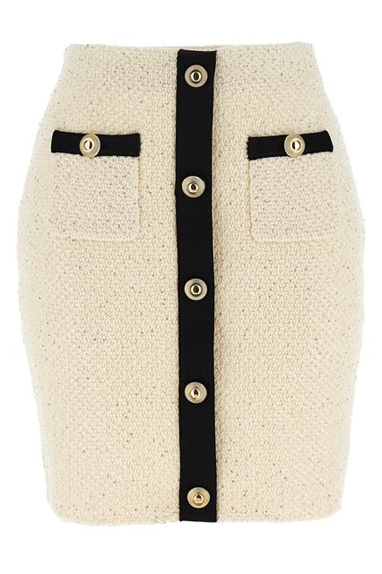 Gonna 'Cream Sequin Knit Mini' - Bianco/Nero (XS)