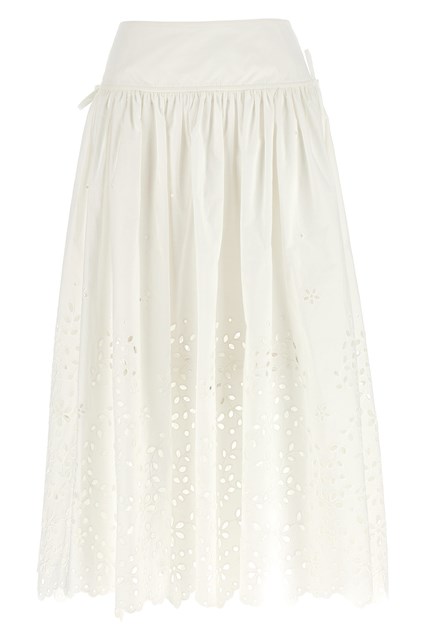 Gonna 'White Cotton Embroidered Midi' - Bianco (12 UK)