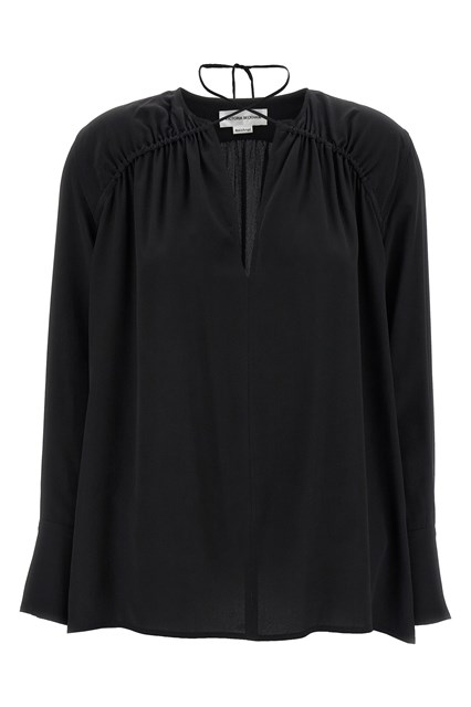 Blusa 'Gather Detail Tie' - Nero (4 UK)