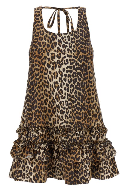 Abito 'Leopard Cotton Poplin Mini' - Marrone (34 EU)