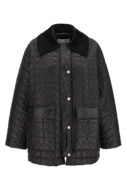 Giacca 'Black Shiny Quilt Midi' - Nero (S-M)