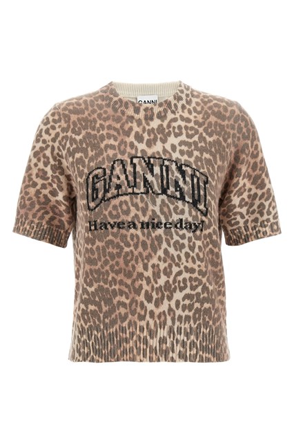 T-shirt 'Leopard Wool Mix' - Marrone (XS)