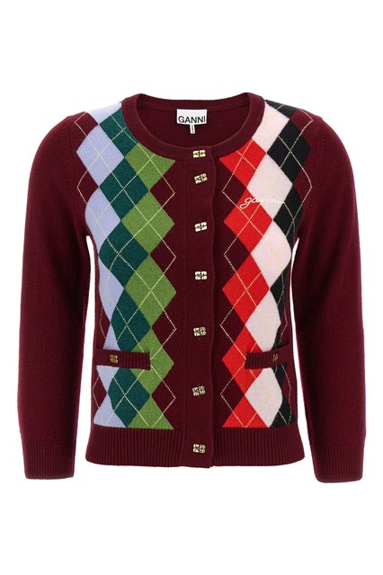 Cardigan 'Burgundy Check' - Bordeaux (XS)