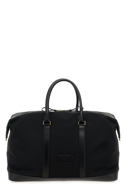 Borsone da viaggio dettagli pelle - Nero (U)