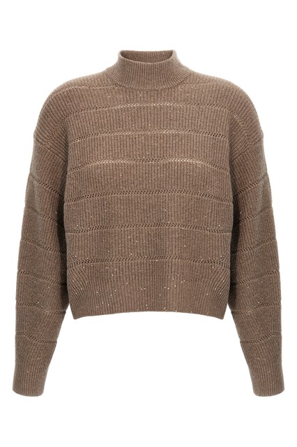 Maglia crop 'Rustic Dazzling Net' - Marrone