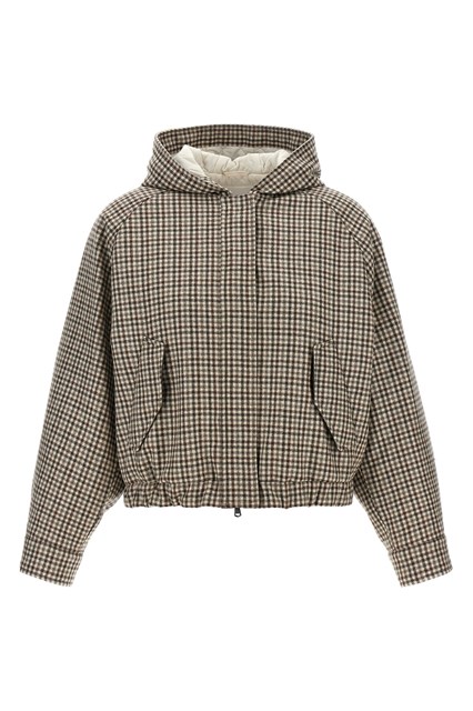Giacca check 'Shiny Zipper Pull' - Beige (40 IT)
