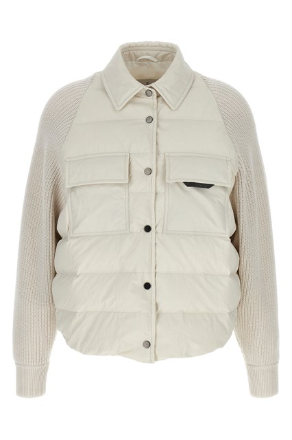 Piumino bimateriale 'Shiny Flap Detail' - Bianco (42 IT)